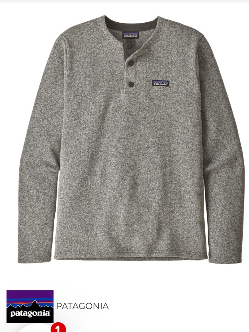 NWOT Patagonia Gray Heather Henley Pullover